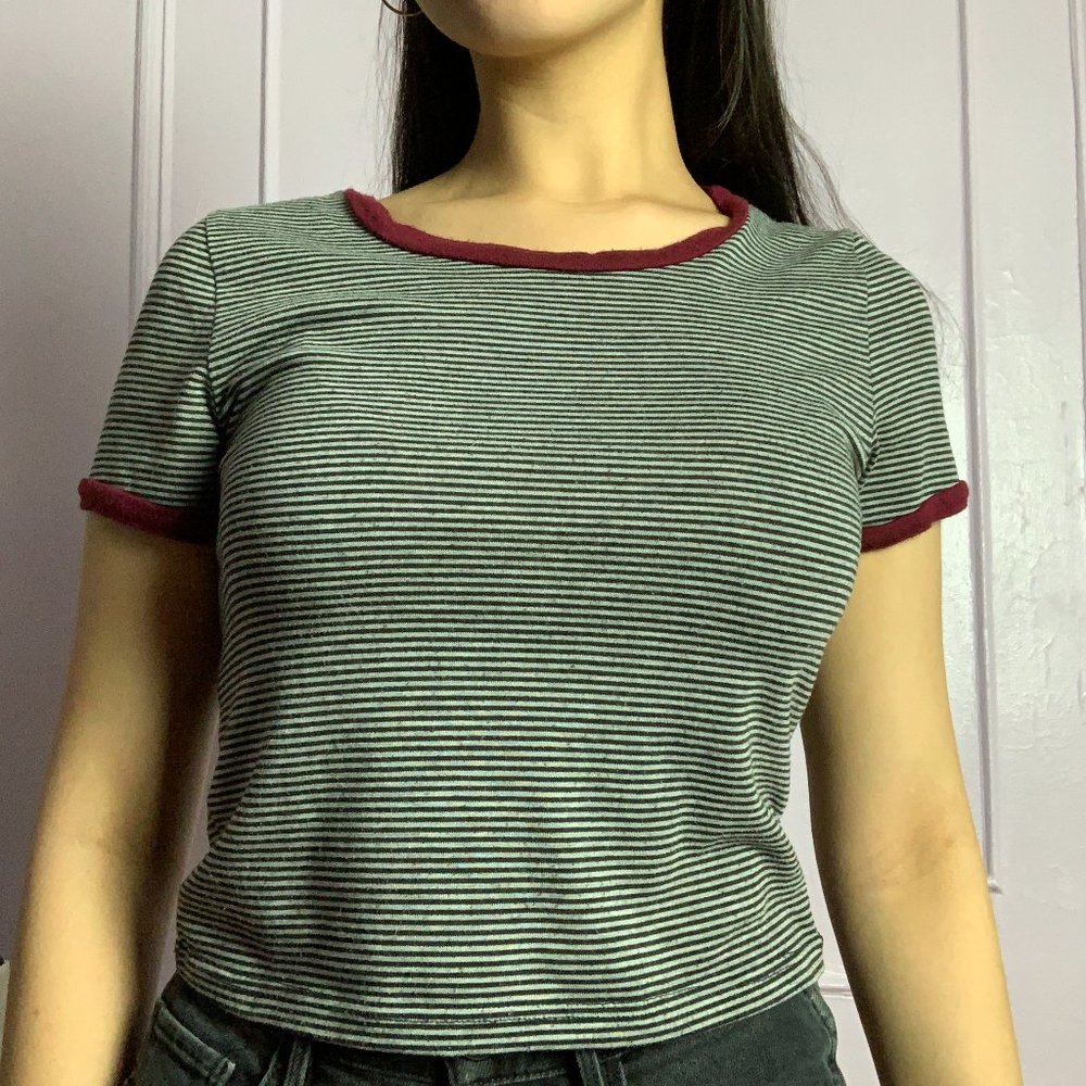 Maroon Striped Wringer T-Shirt
